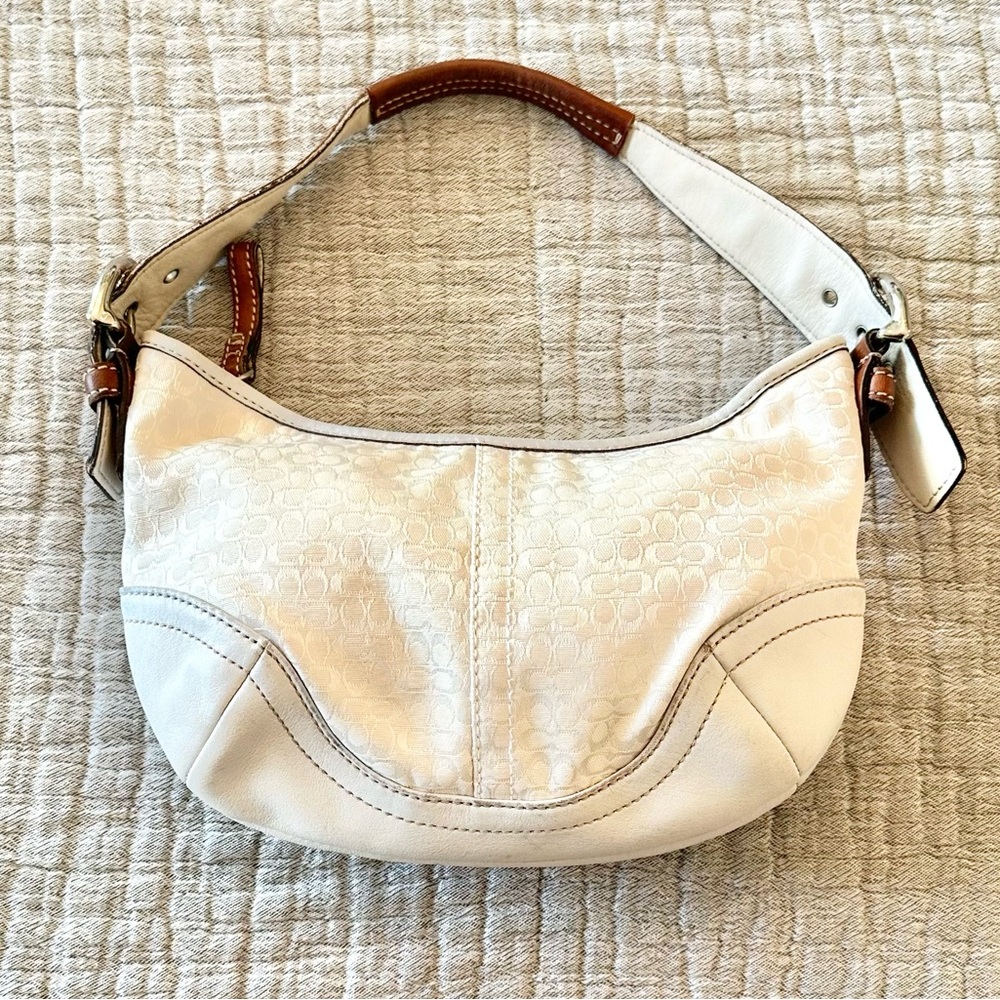 Y2K Coach 5357 Signature C Demi Baguette Mini Hobo Ivory Jacquard Shoulder Bag - Picture 4 of 15